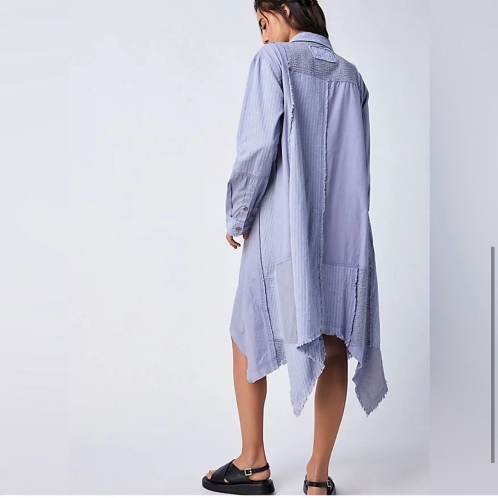 Free People We The Free Remade Dress Shirt Blue Lavender Small NWOT - Picture 3 of 16